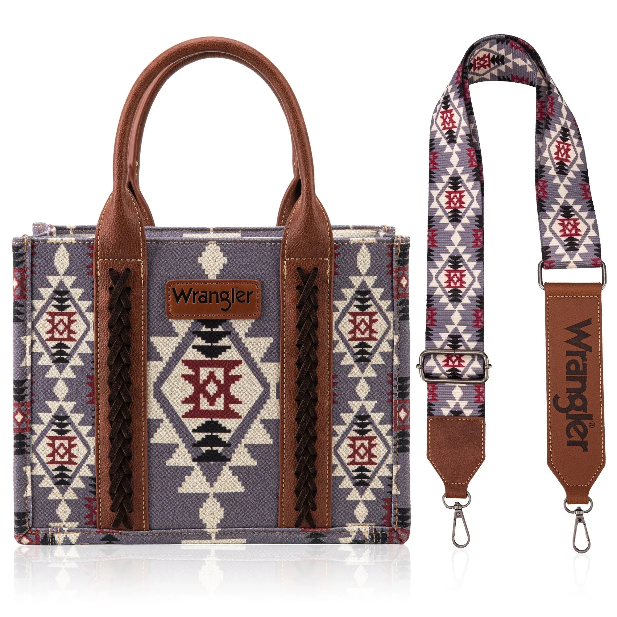 Wrangler Southwestern Print Small Canvas Tote/Crossbody - Lavender